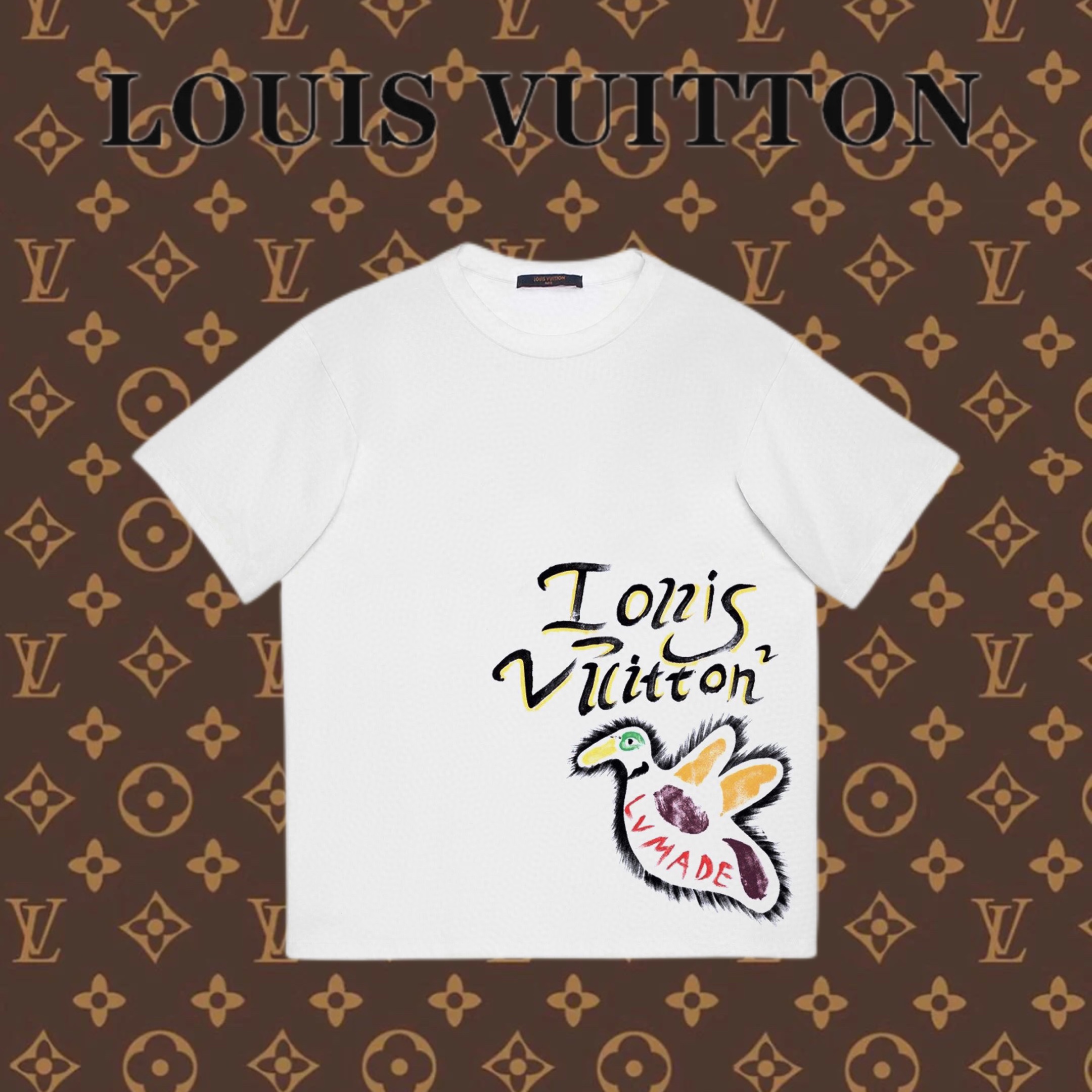 Louis Vuitton Abbigliamento T-Shirt Stampa Unisex Cotone pettinato Maniche corte