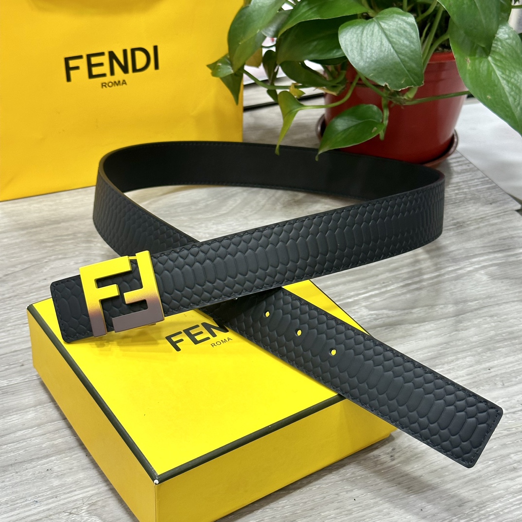 FENDl芬迪宽40MM双面原版小牛