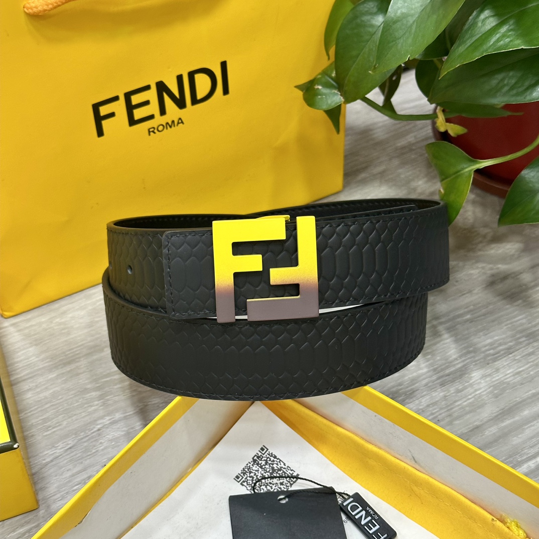 FENDl芬迪宽40MM双面原版小牛