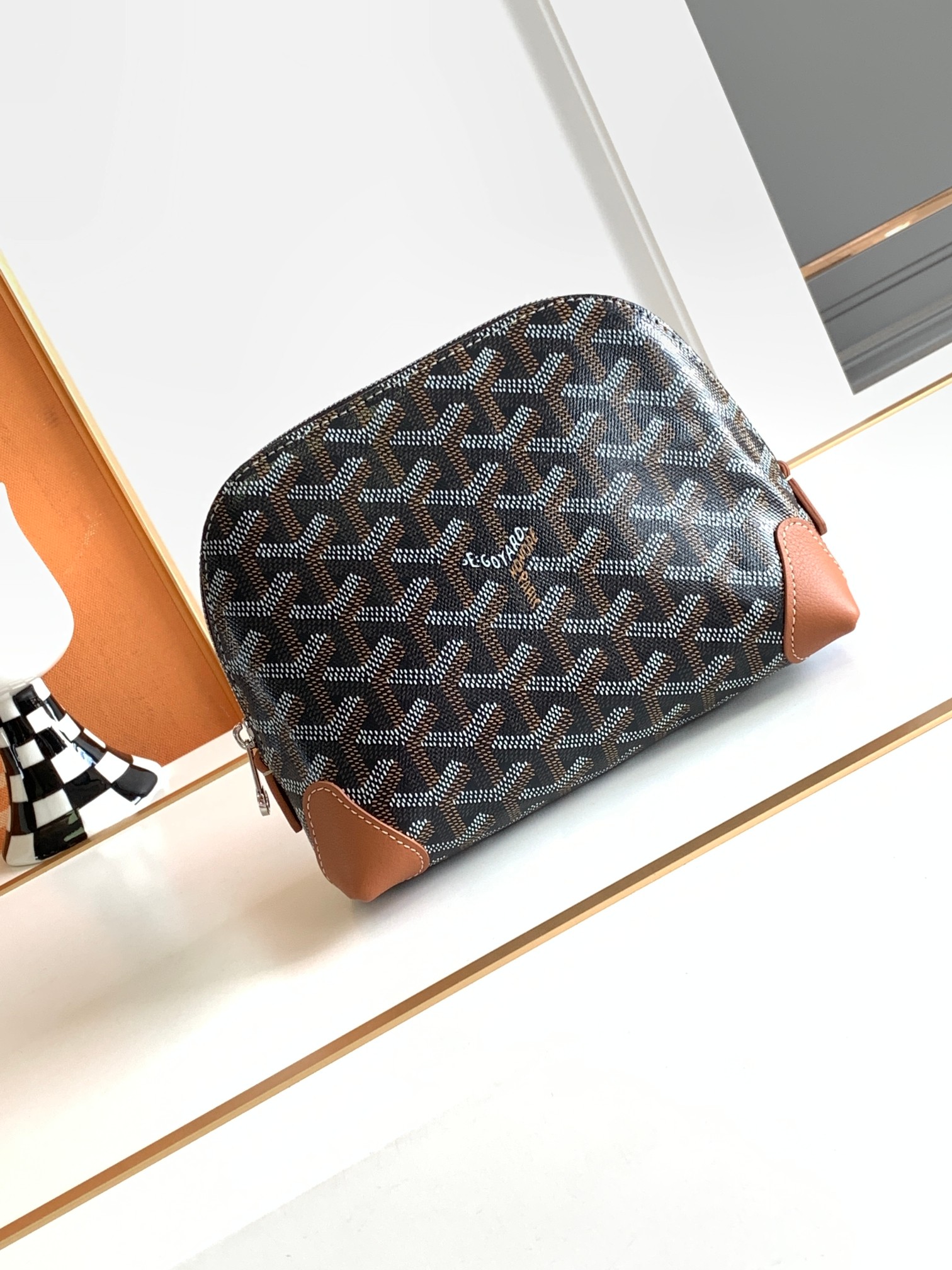 Goyard Vendôme косметичка водоотталкивающая хлопковая подкладка кожаные углы молния с буквой G