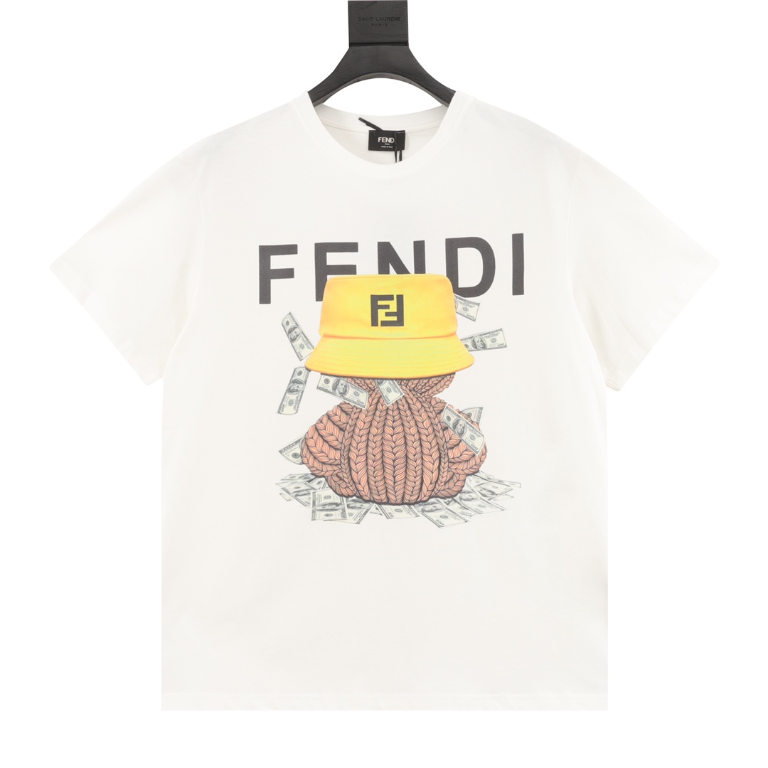 170 Fendi/芬迪 美金熊印花短袖T恤定织定染260克进口原版面料