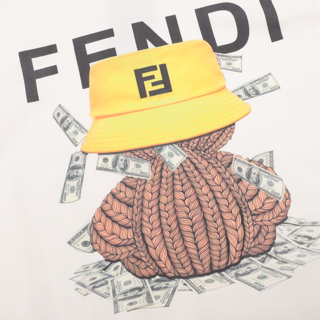 170 Fendi/芬迪 美金熊印花短袖T恤定织定染260克进口原版面料