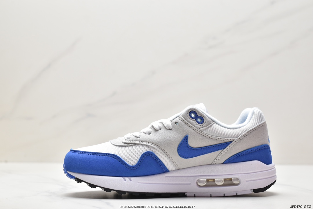 跑步鞋, Nike Air Max 1Anniversary"Royal Blue", Nike Air Max, Nike Air, NIKE, Air Max 1, Air Max, 908375-102 - 耐克 Nike Air Max 1Anniversary"Royal Blue" 防滑耐磨 低帮 运动跑步鞋 男款 灰白蓝 908375-102