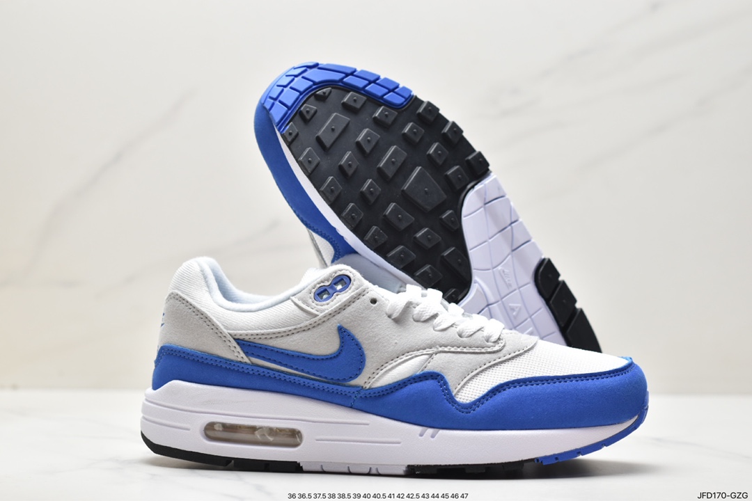 跑步鞋, Nike Air Max 1Anniversary"Royal Blue", Nike Air Max, Nike Air, NIKE, Air Max 1, Air Max, 908375-102 - 耐克 Nike Air Max 1Anniversary"Royal Blue" 防滑耐磨 低帮 运动跑步鞋 男款 灰白蓝 908375-102