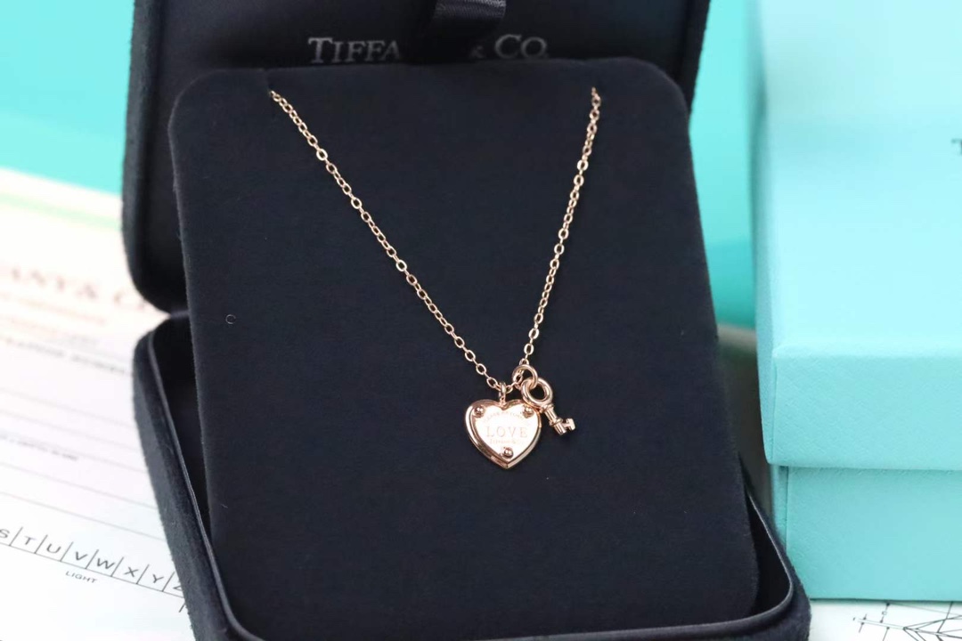 Tiffany & Co. Tiffany&Co. 玫瑰金心锁 纯银 锁骨项链