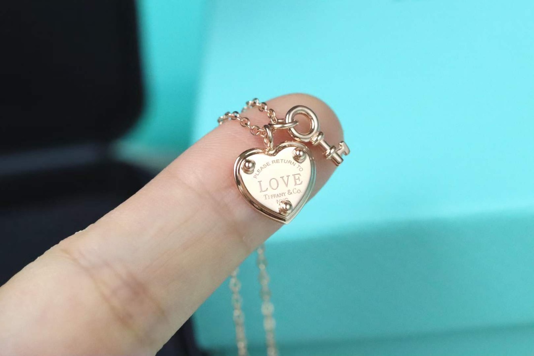 Tiffany & Co. Tiffany&Co. 玫瑰金心锁 纯银 锁骨项链