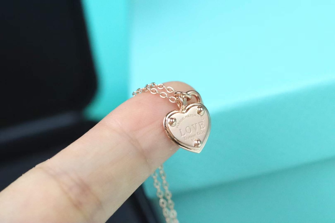 Tiffany & Co. Tiffany&Co. 玫瑰金心锁 纯银 锁骨项链