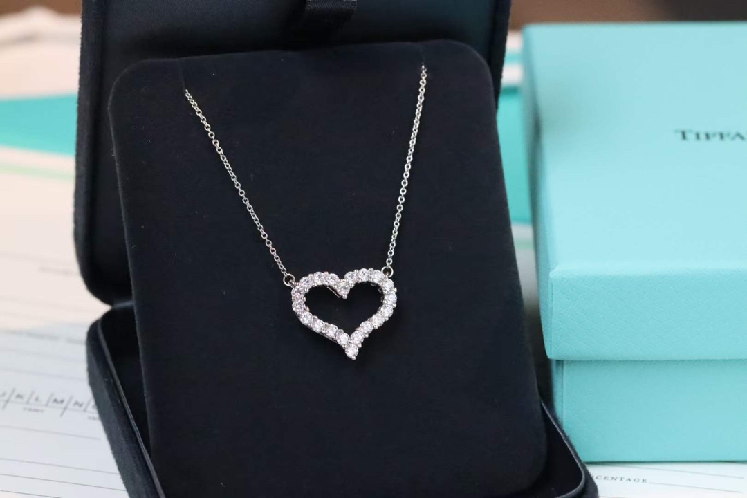 Tiffany & Co. Tiffany&Co 大号满钻爱心 锁骨项链