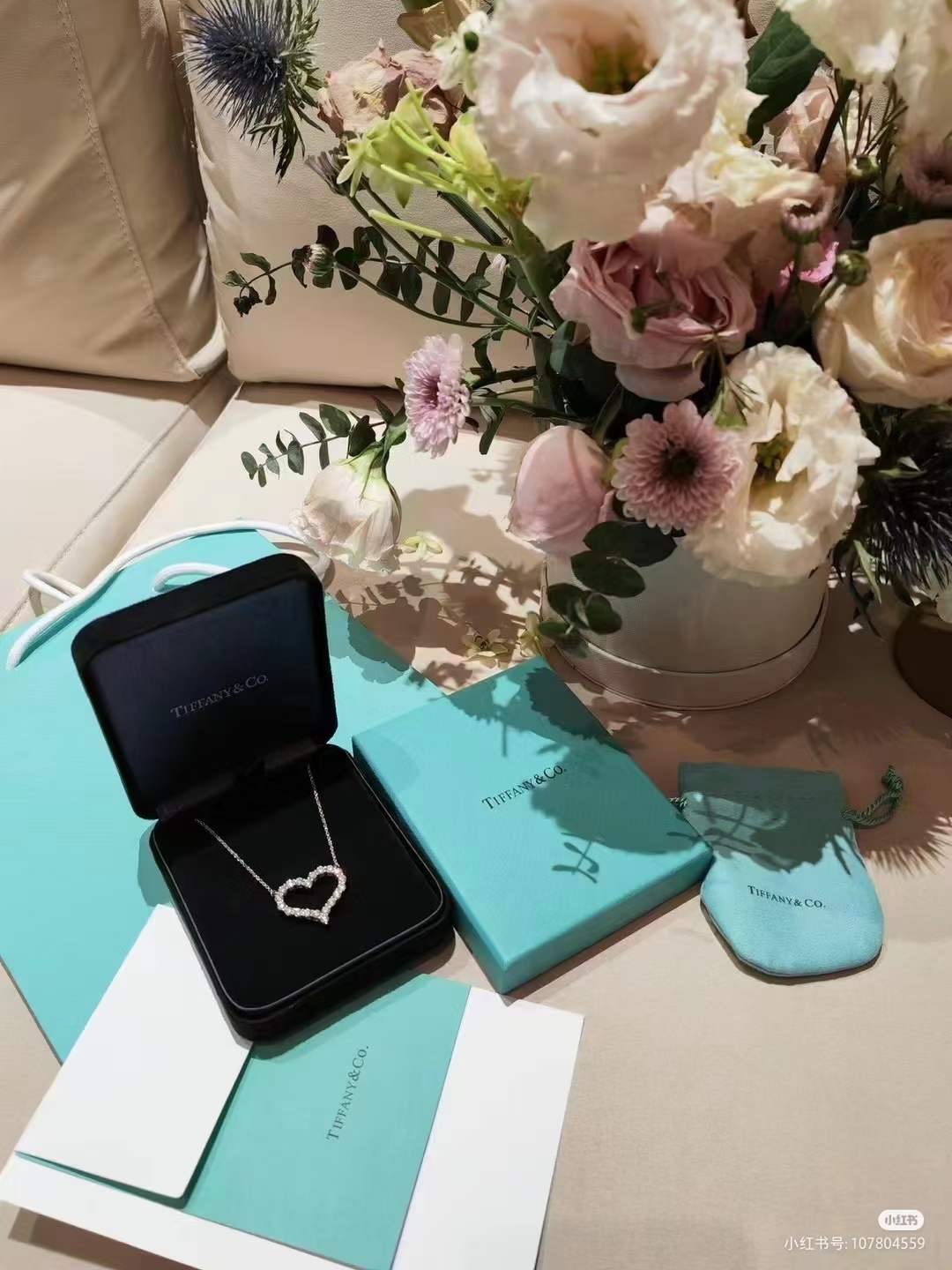 Tiffany & Co. Tiffany&Co 大号满钻爱心 锁骨项链