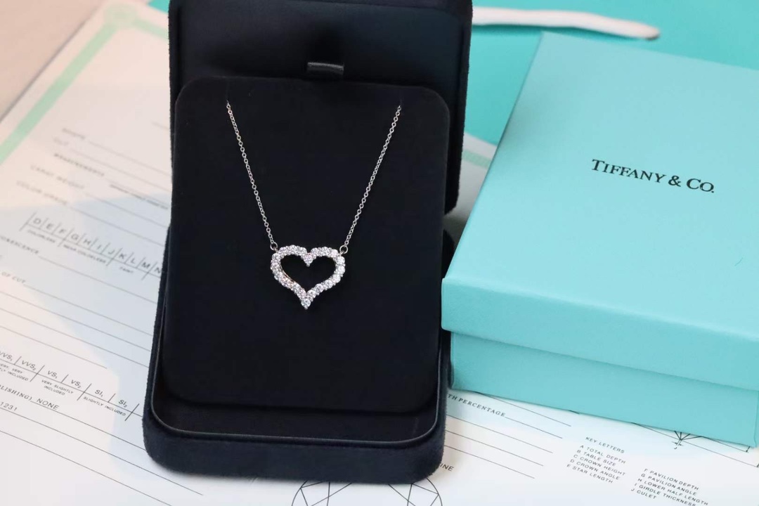 Tiffany & Co. Tiffany&Co 大号满钻爱心 锁骨项链