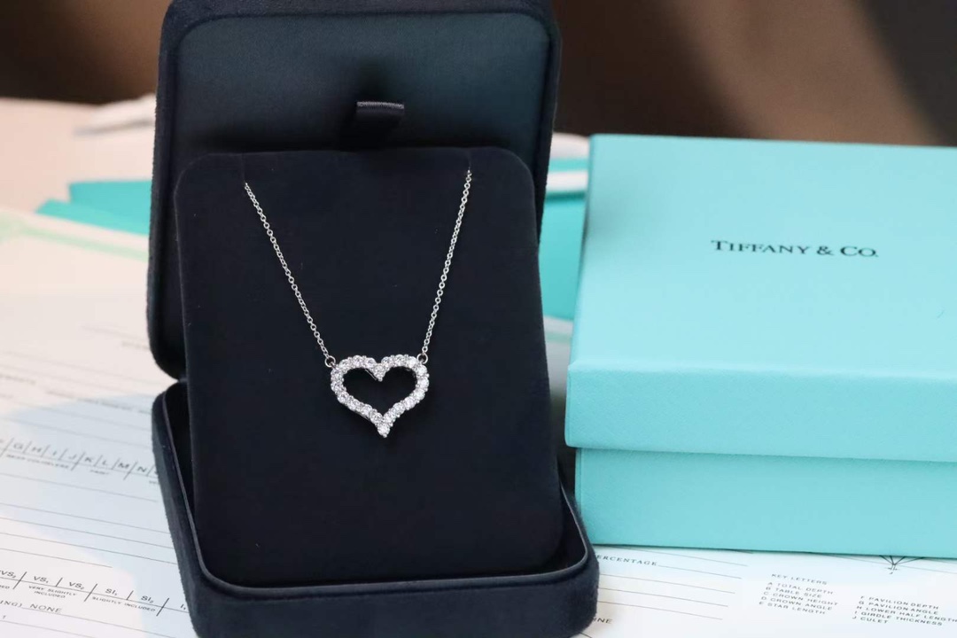Tiffany & Co. Tiffany&Co 大号满钻爱心 锁骨项链