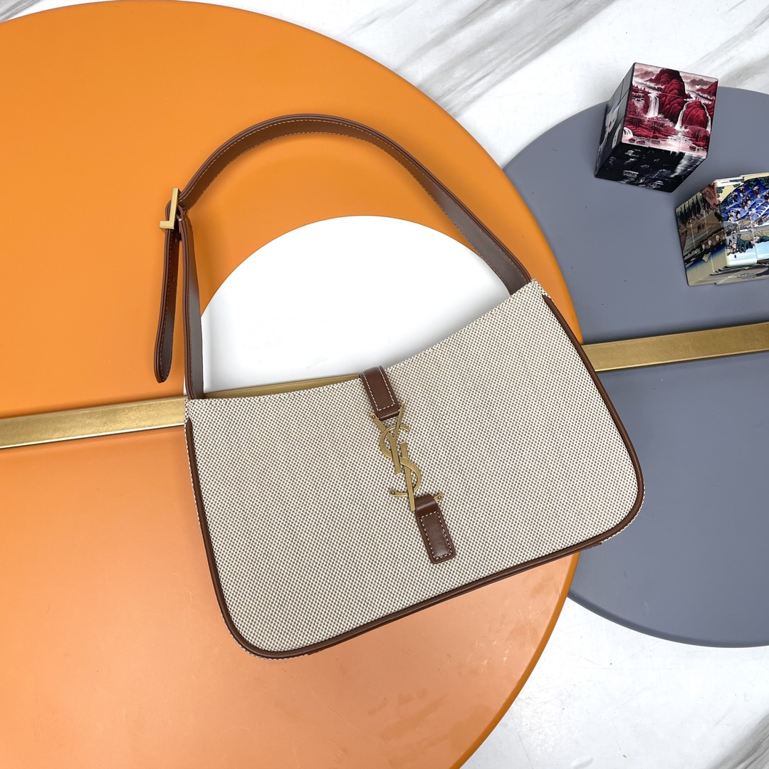 【Original】Caramelo con lino y cierre dorado _ Bolso de axila Le5A7 BagP Muy recomendado ▪️¡Uno de los bolsos tesoro de …