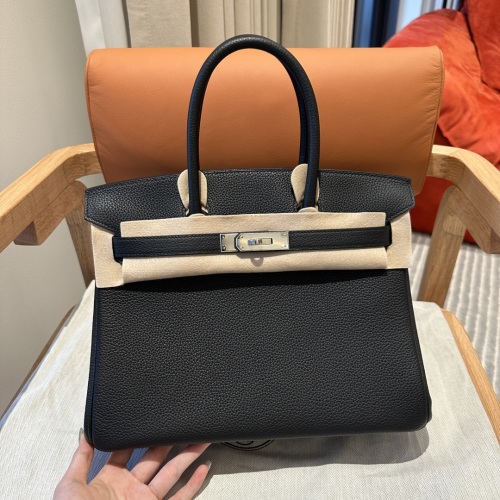 Handmade Birkin 30cm Black Togo Leather Bag with Silver Hardware 1 Handmade Birkin 30cm Black Togo Leather Bag with Silver Hardware