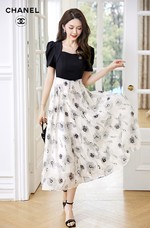 Replica Online
 Chanel Clothing Dresses Splicing Summer Collection Fashion