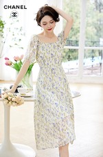 Chanel Flawless
 Clothing Dresses Apricot Color Blue Purple Summer Collection Fashion