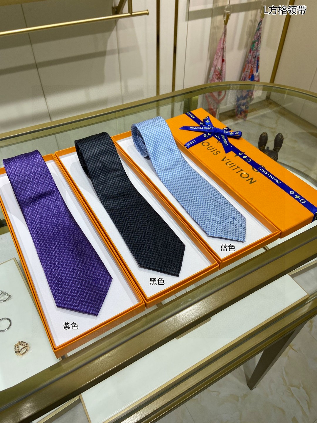 专柜同步男士领带系列L方格领带稀有展