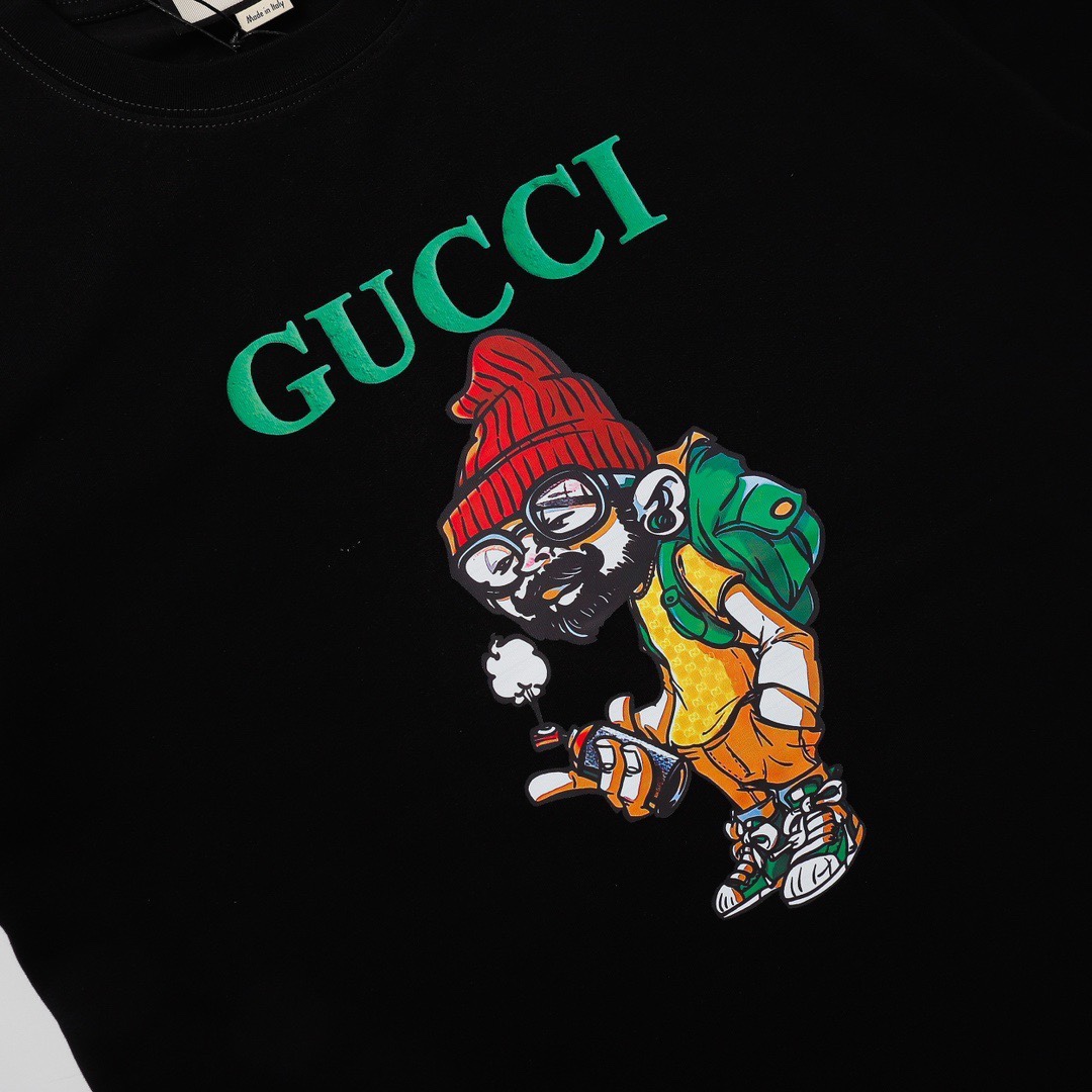 170 GUCCI/古驰 23SS 背包老头 印花短袖