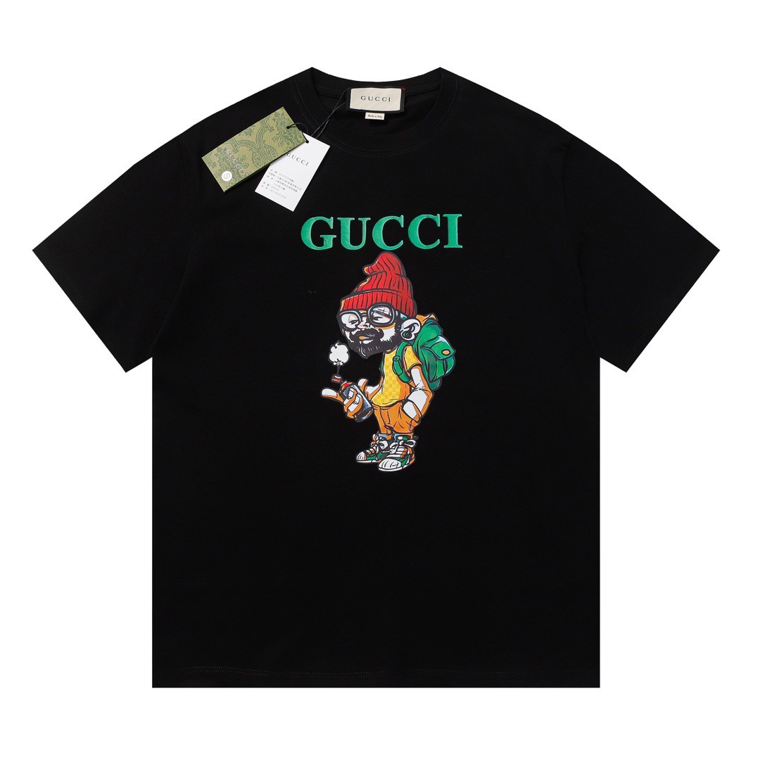 170 GUCCI/古驰 23SS 背包老头 印花短袖