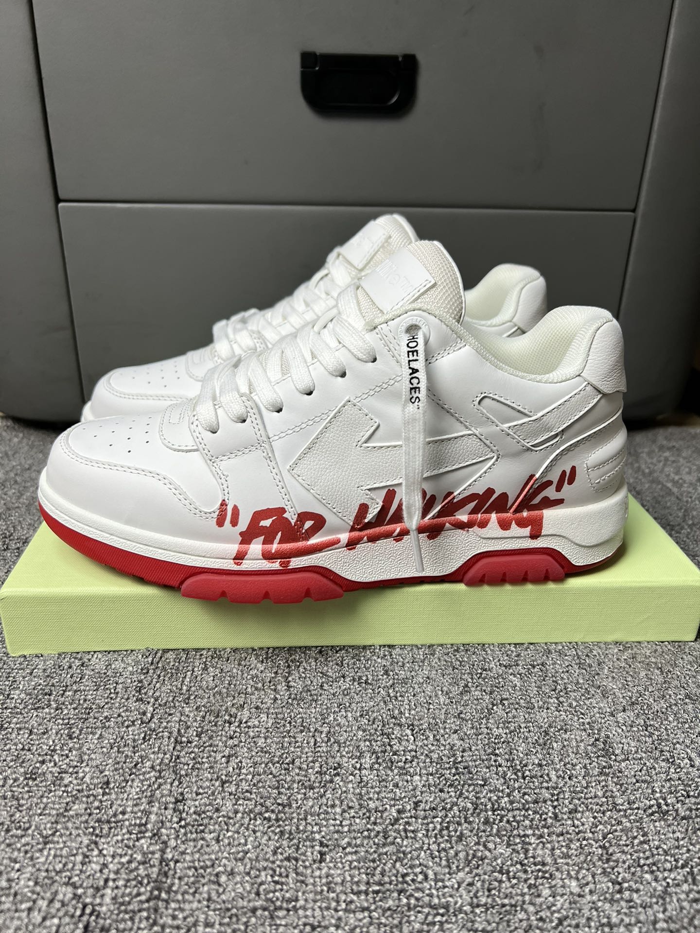 Off-White Casual Shoes White Printing Unisex Cowhide Frosted Rubber Casual