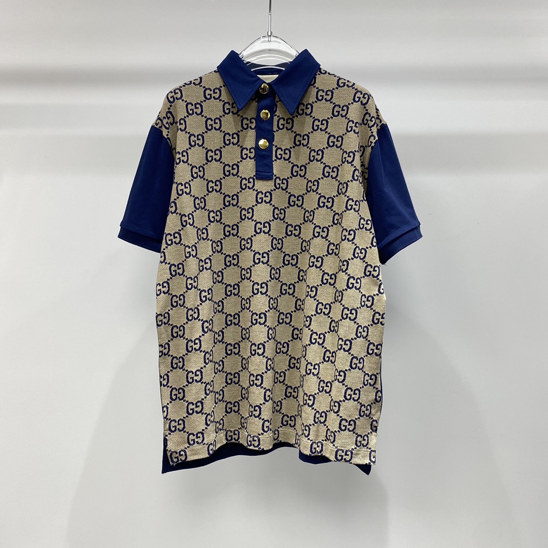 Gucci Odzież Kuszlka polo T-Shirt Łączenie Złoty sprzęt Kolekcja letnia Krótki rękaw