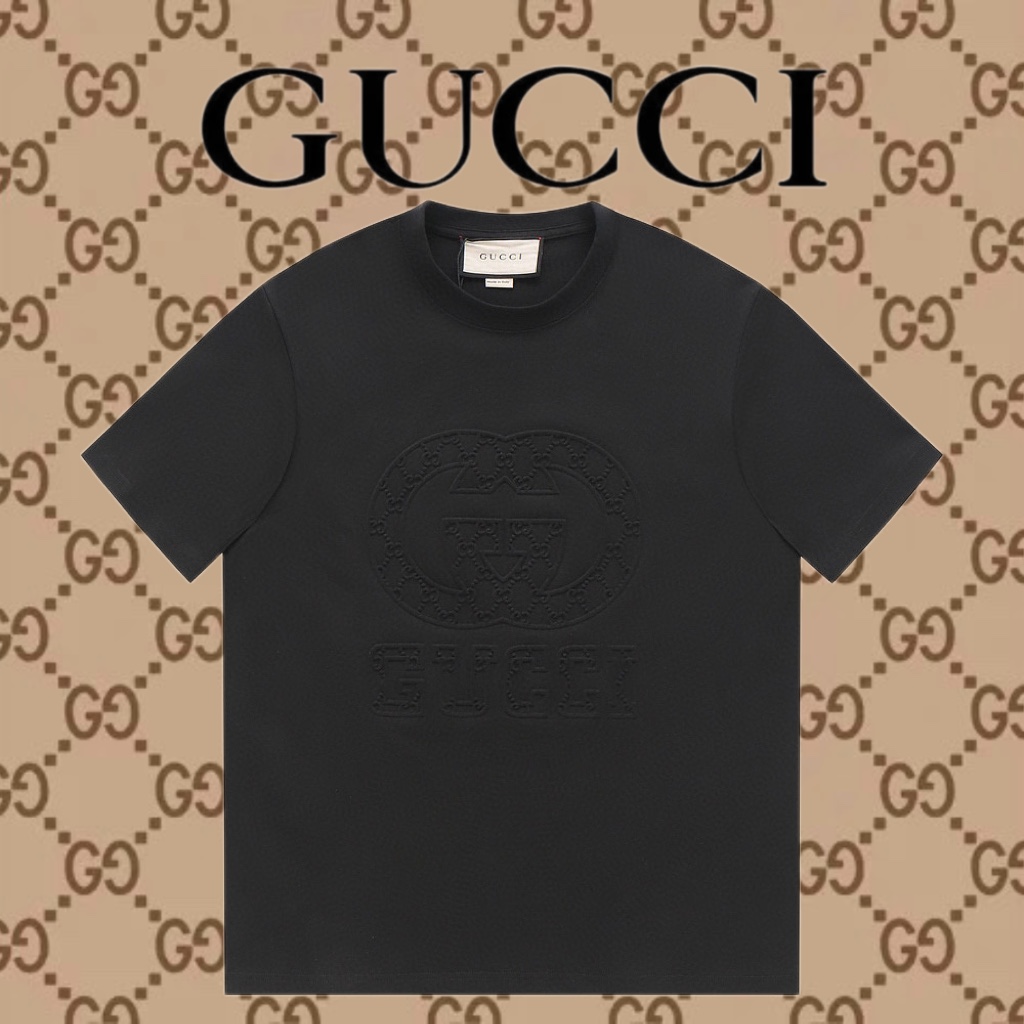 Gucci Abbigliamento T-Shirt Colore albicocca Nero Stampa Unisex Cotone pettinato Fashion Maniche corte