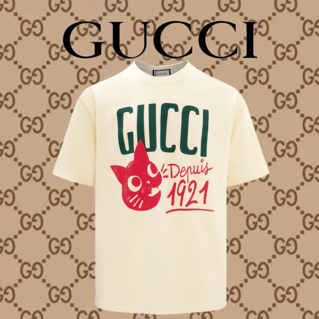 Gucci Abbigliamento T-Shirt Colore albicocca Rosso Stampa