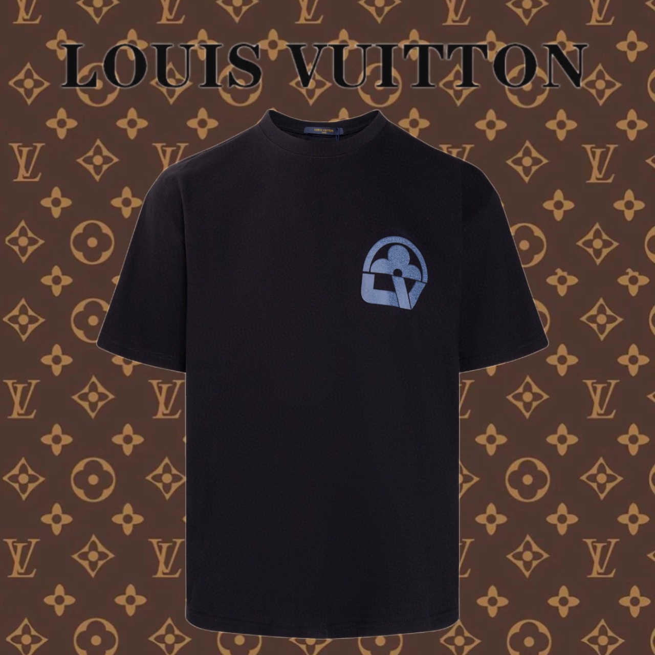 Louis Vuitton Abbigliamento T-Shirt Nero Bianco Stampa Cotone Maniche corte