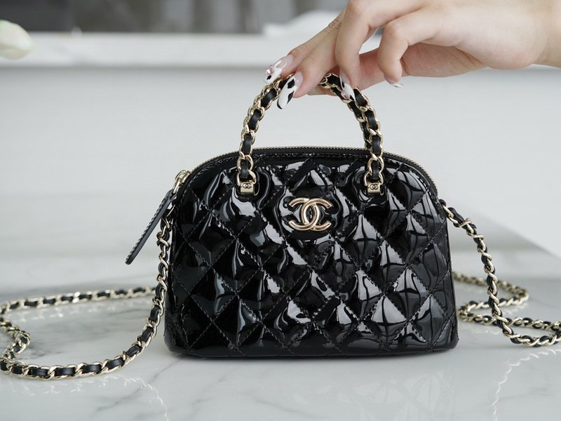 Chanel Online Bags Handbags Black Patent Leather Vintage Chains