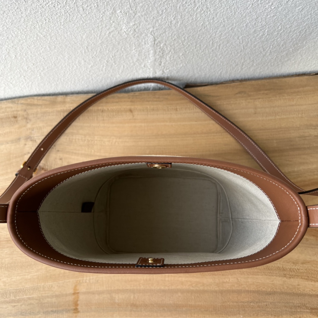 CUIR水桶バッグ 中号 - 高品質牛皮と調整可能な肩 strap