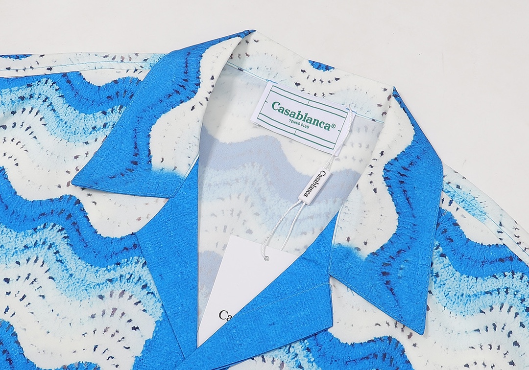 P58+P53 Casablanca 卡萨布兰卡 
蓝色印花短袖衬衫（套装）M L XL 2XL 3XL