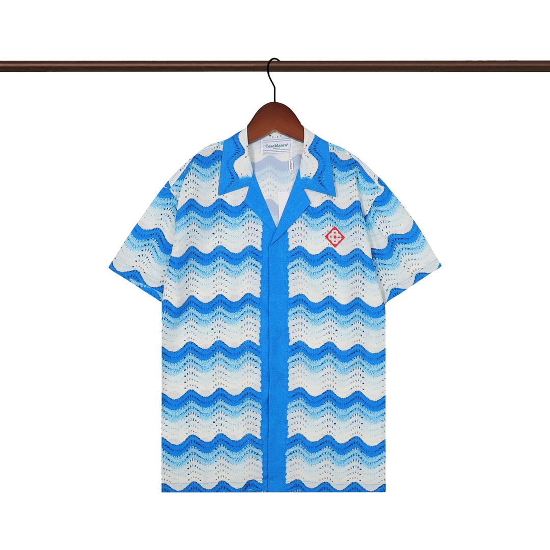 P58+P53 Casablanca 卡萨布兰卡 
蓝色印花短袖衬衫（套装）M L XL 2XL 3XL