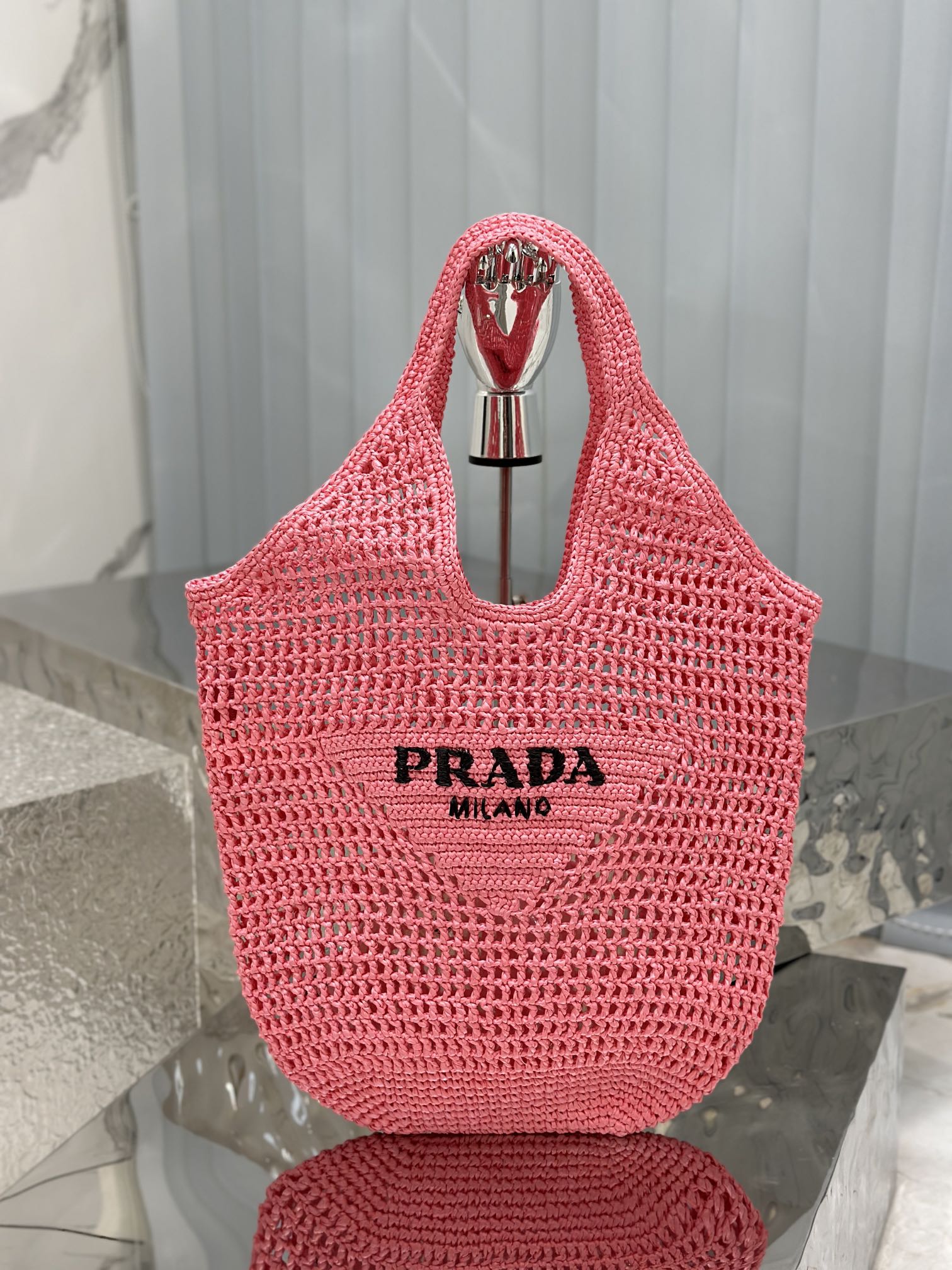 Prada Rare edition counter raffia woven tote bag