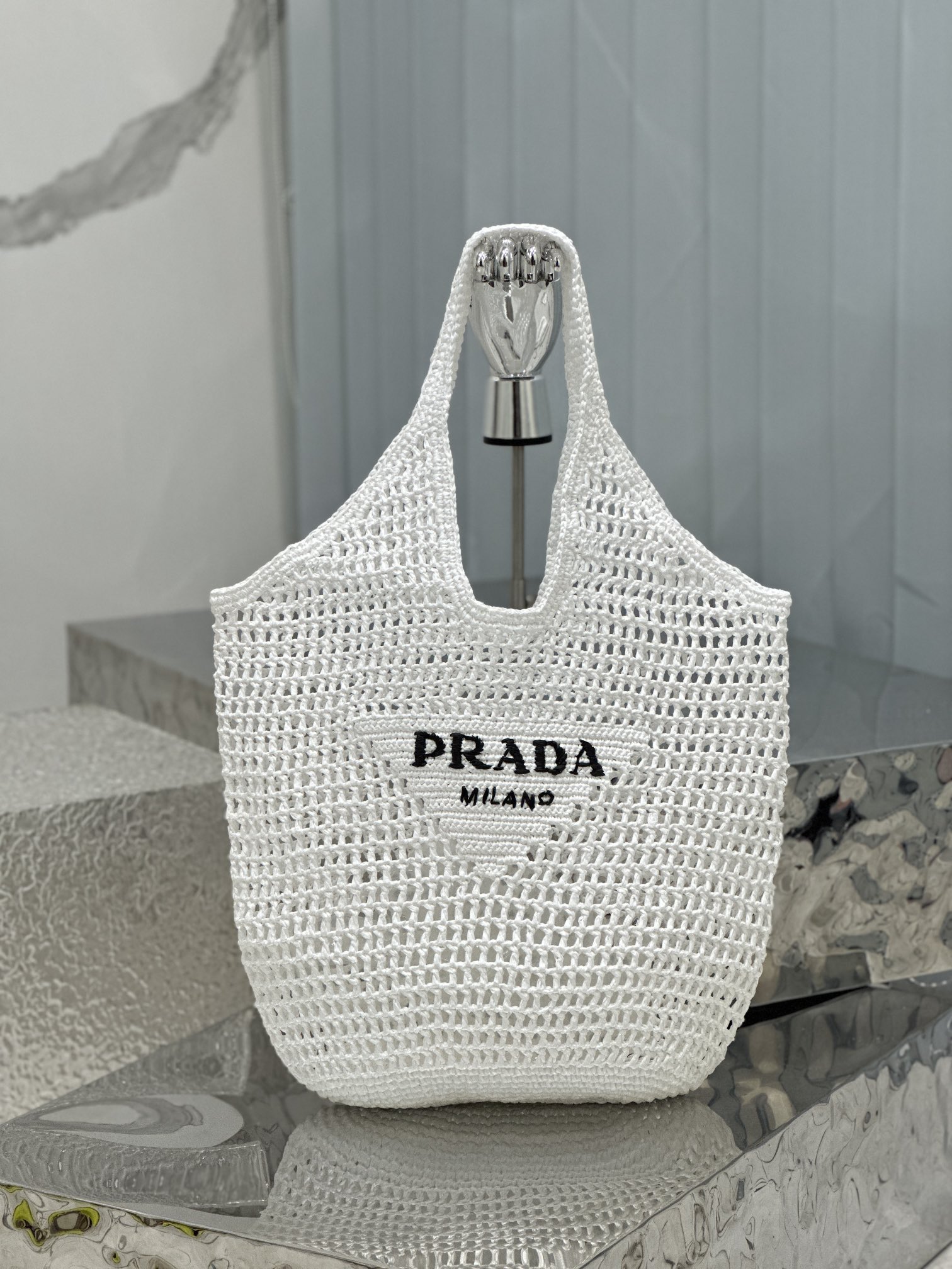 Prada Rare edition counter raffia woven tote bag