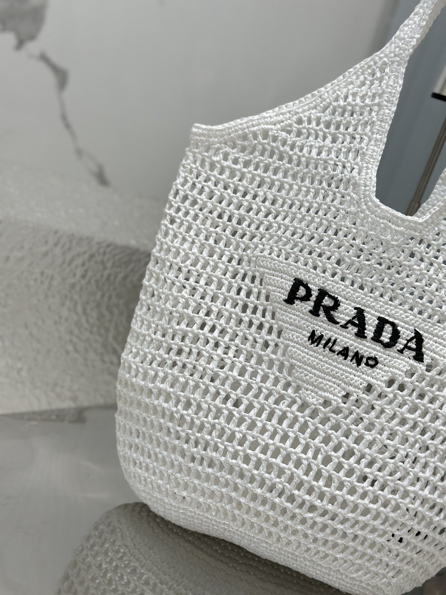 Prada Rare edition counter raffia woven tote bag