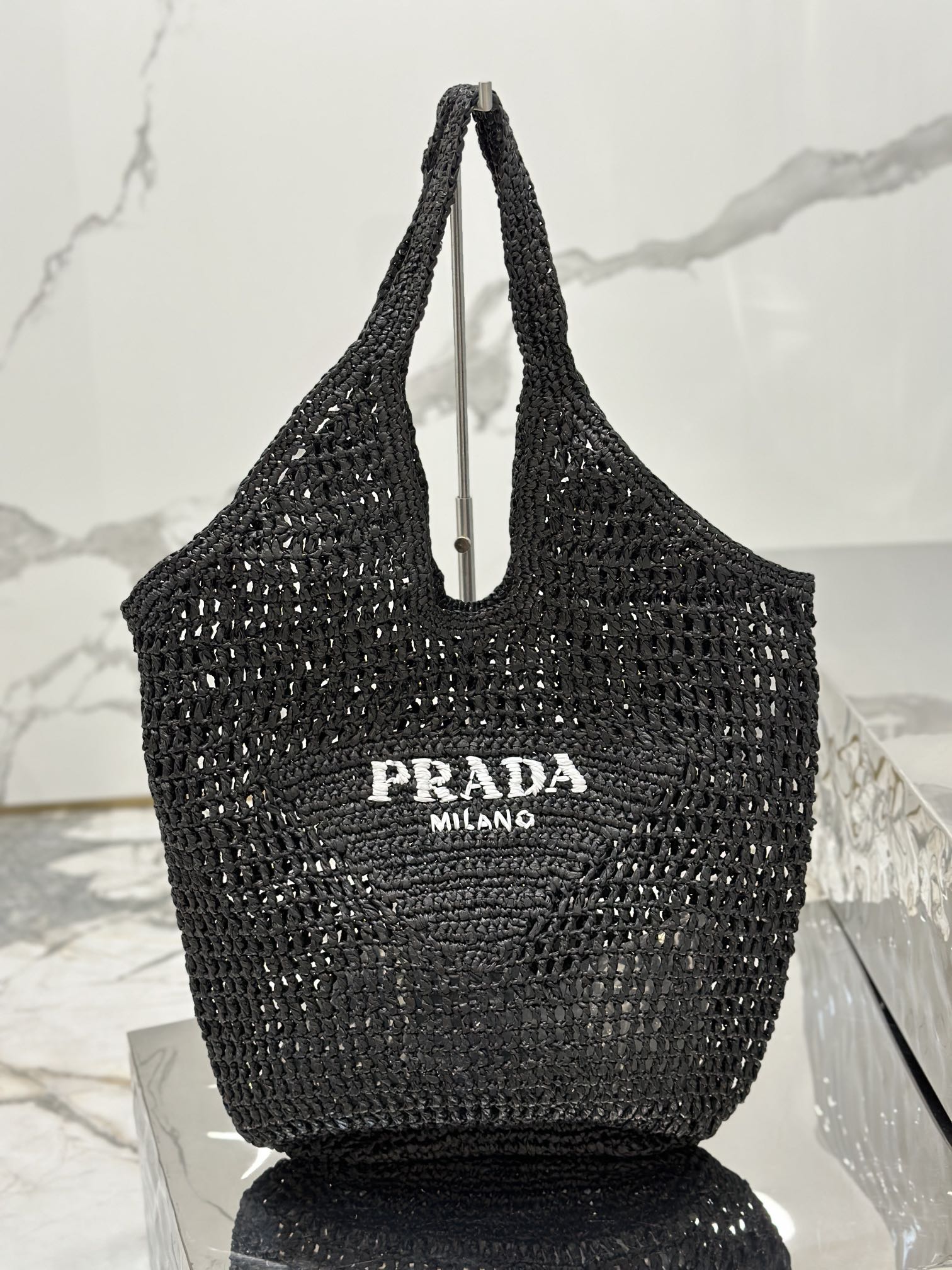 Prada Rare edition counter raffia woven tote bag