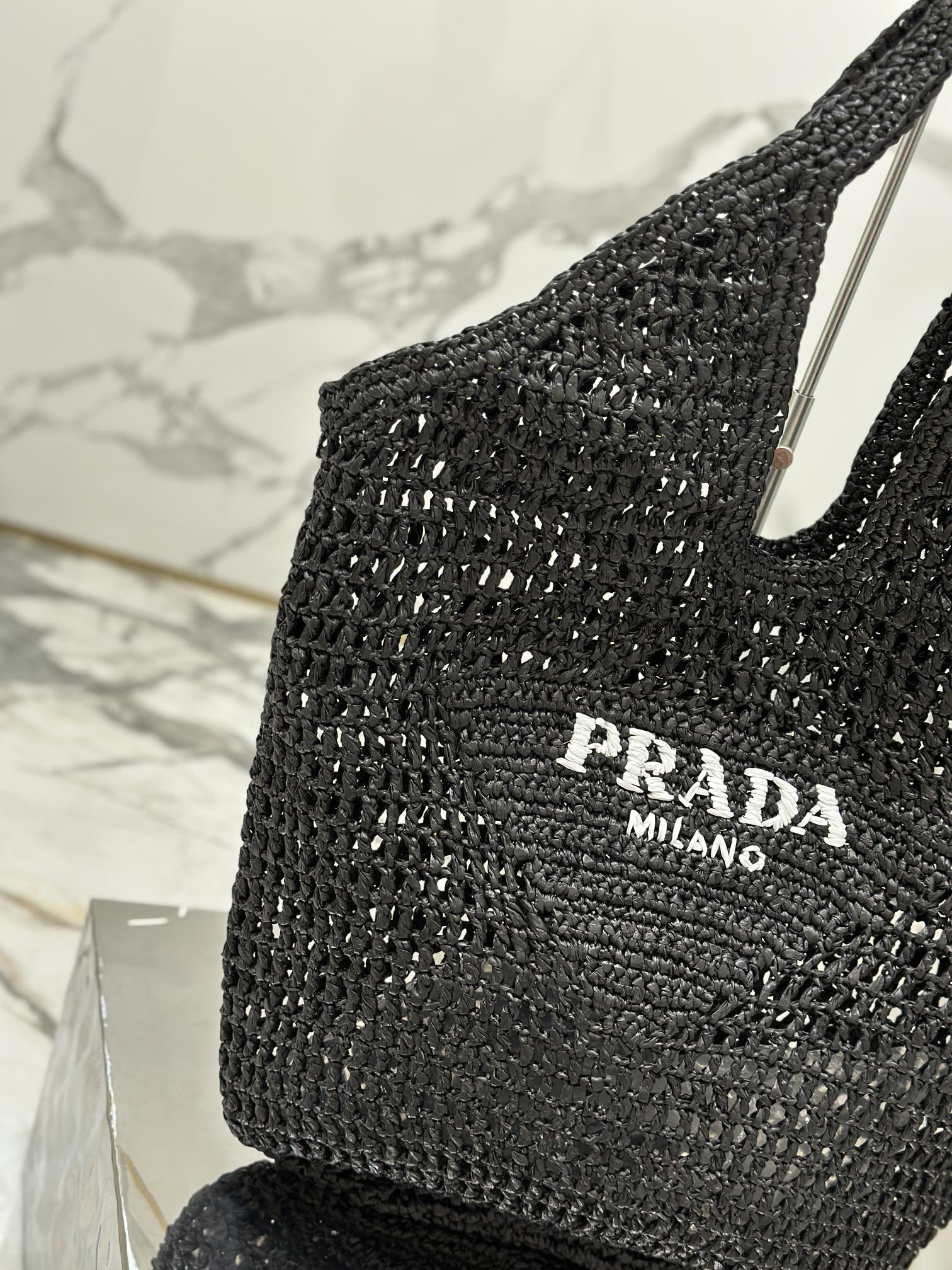Prada Rare edition counter raffia woven tote bag