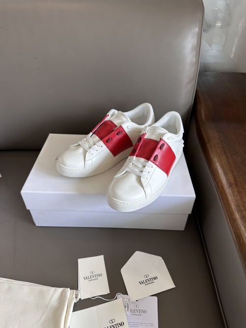 Valentino Garavani Men's Open Leather Sneakers with Signature Band 1 Valentino Garavani Men's Open Leather Sneakers with Signature Band
