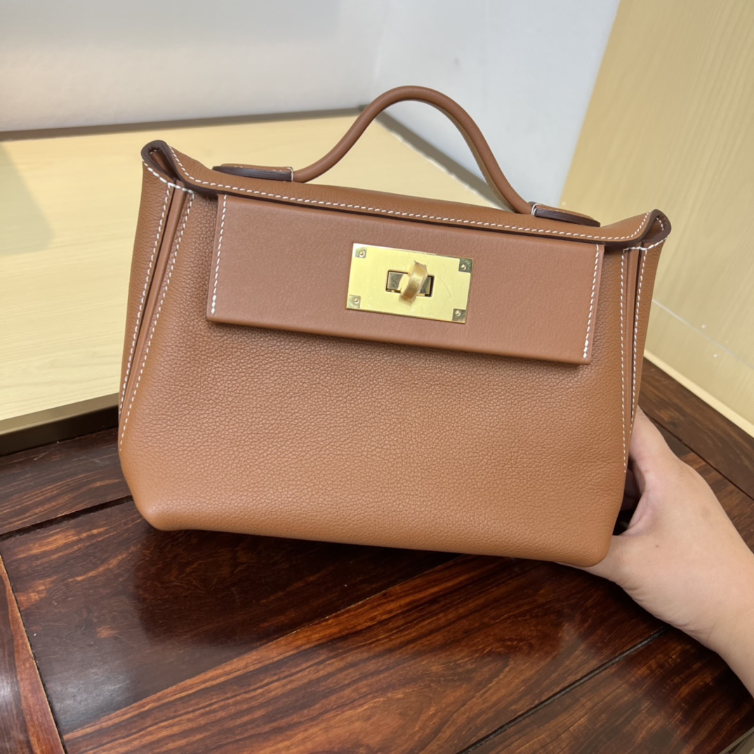 Elegant Mini Kelly 2424 Handbag in Gold Brown Evercolor/Swift Leather 6 i1687940488 6850 4