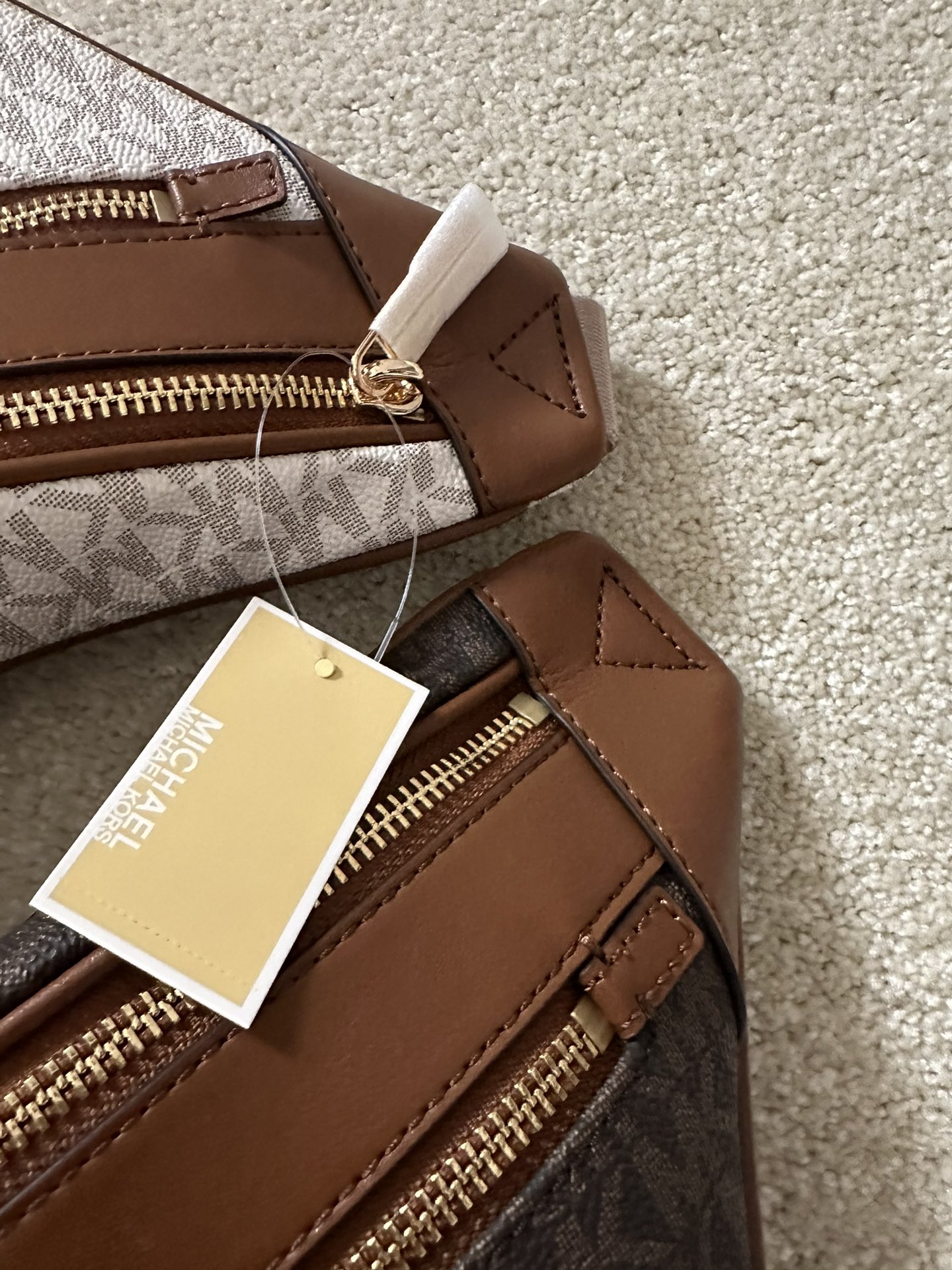 Michael Kors Michael kors mk新款 老花男女士腰包，棕色，白色，尺寸36×15×6