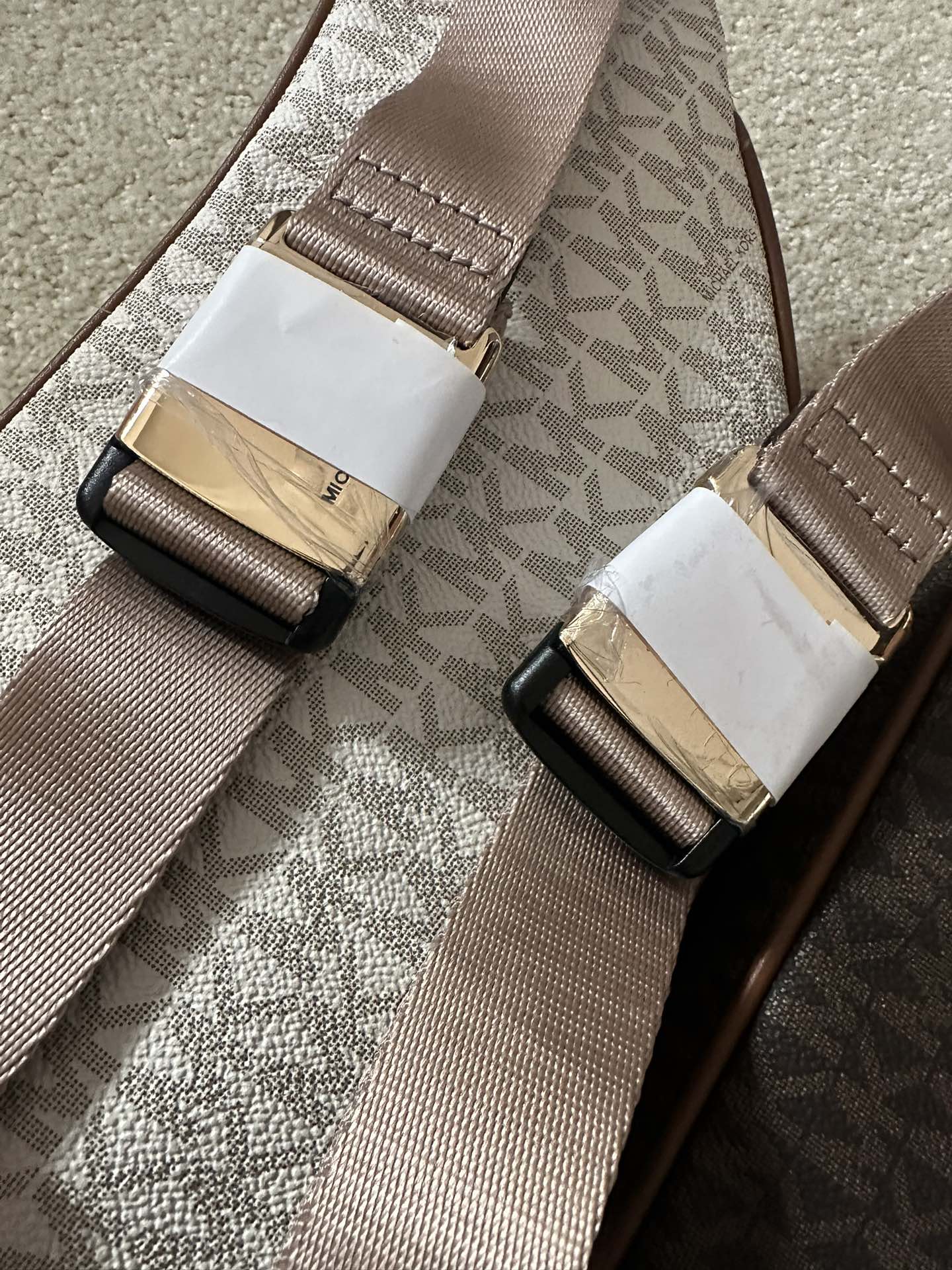 Michael Kors Michael kors mk新款 老花男女士腰包，棕色，白色，尺寸36×15×6