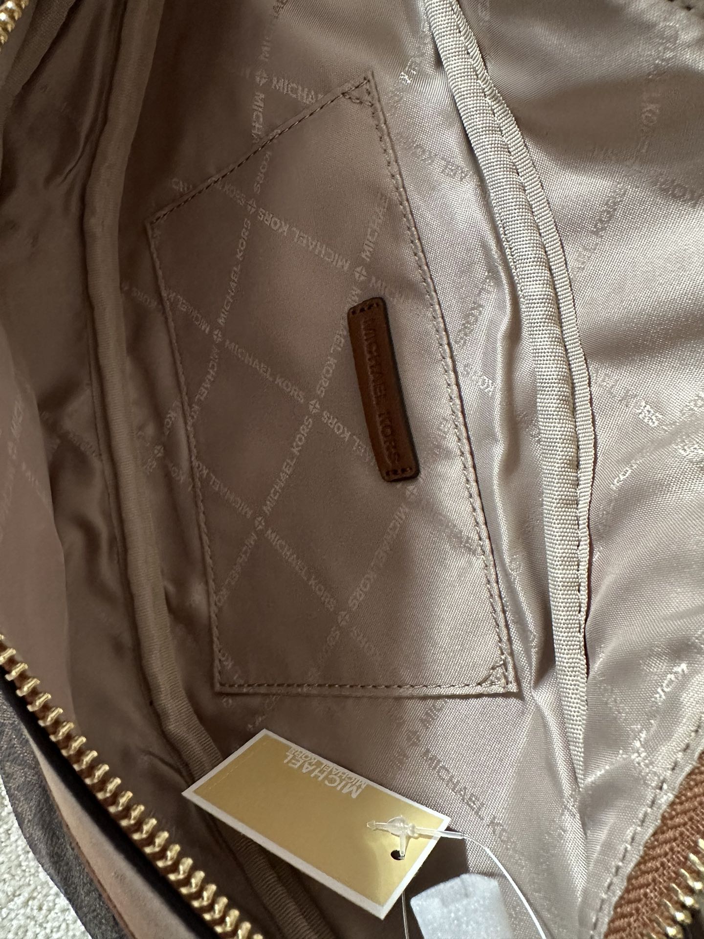 Michael Kors Michael kors mk新款 老花男女士腰包，棕色，白色，尺寸36×15×6