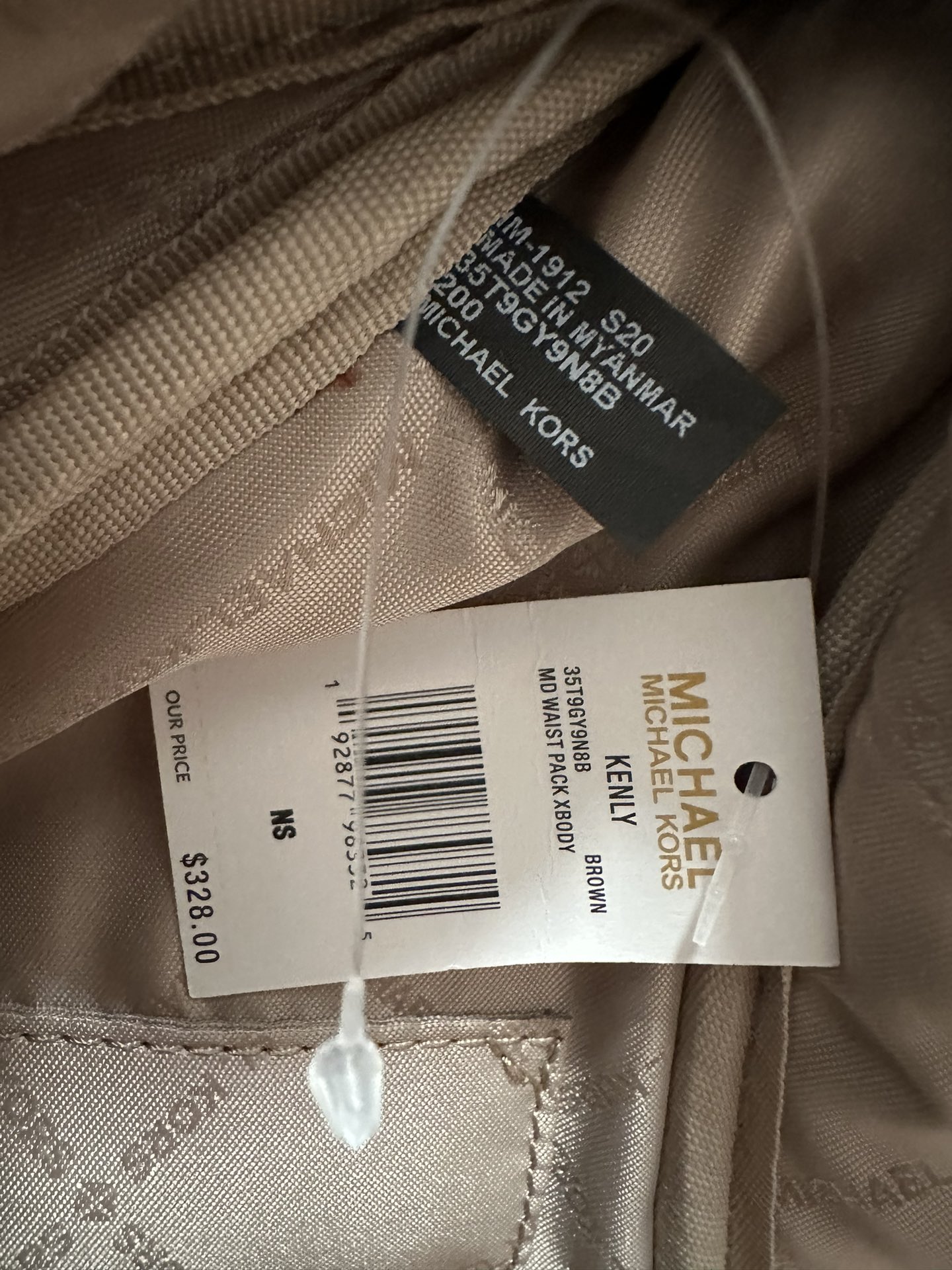 Michael Kors Michael kors mk新款 老花男女士腰包，棕色，白色，尺寸36×15×6