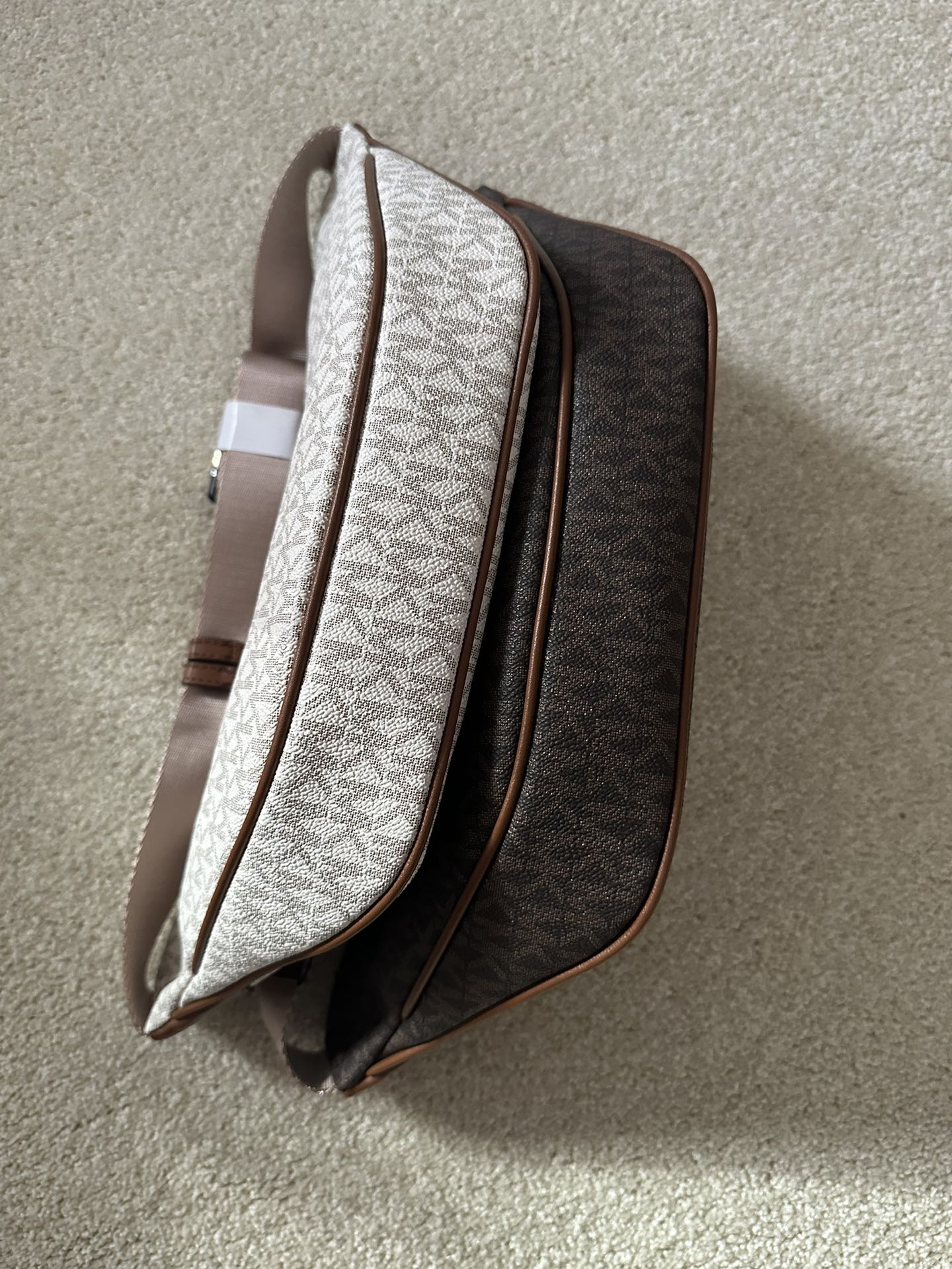 Michael Kors Michael kors mk新款 老花男女士腰包，棕色，白色，尺寸36×15×6