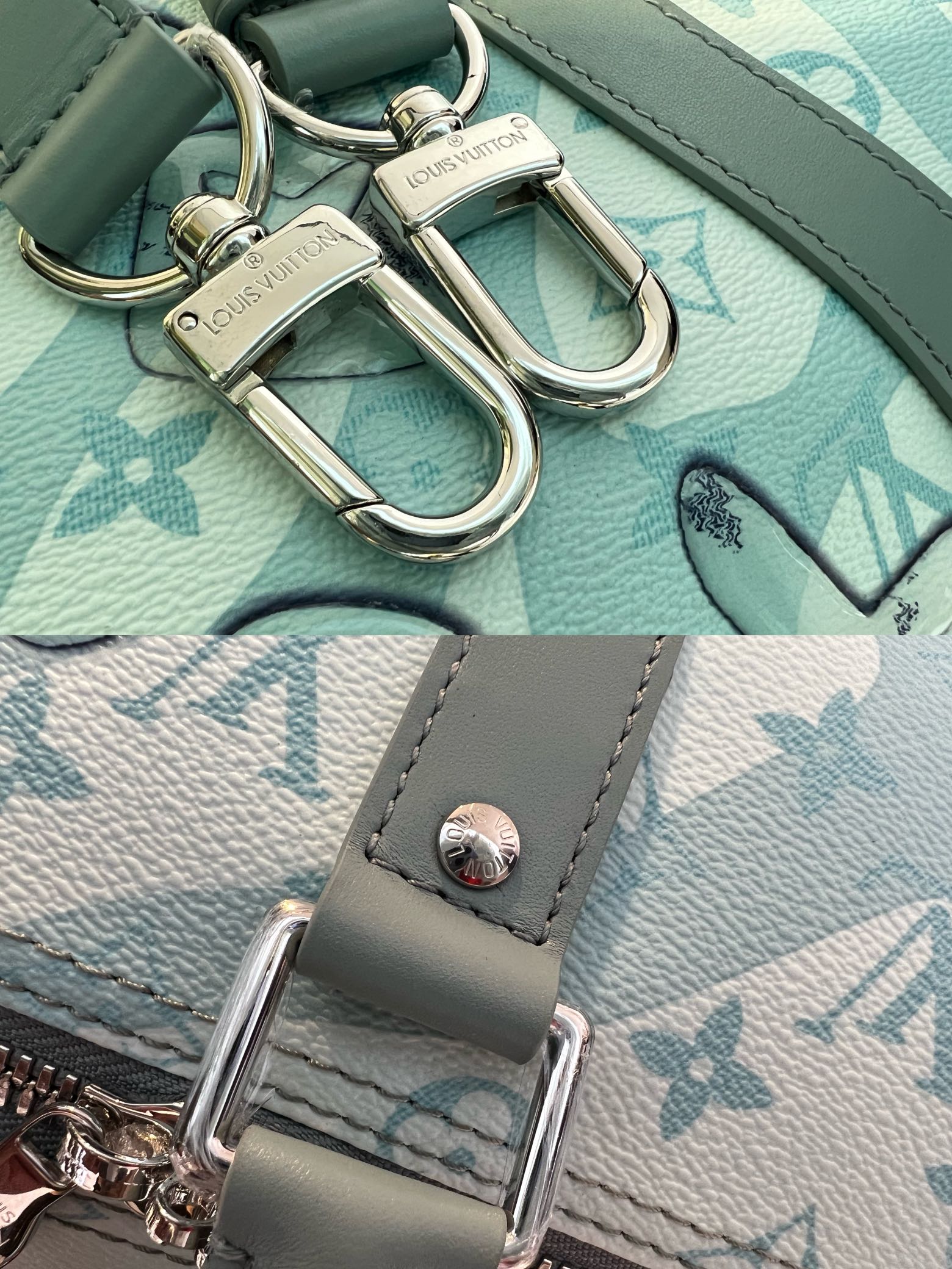 本款 Keepall Bandoulière 50 旅行袋取材 Monogram Aquagarden 帆布,令 Monogram 花卉和 LV 7