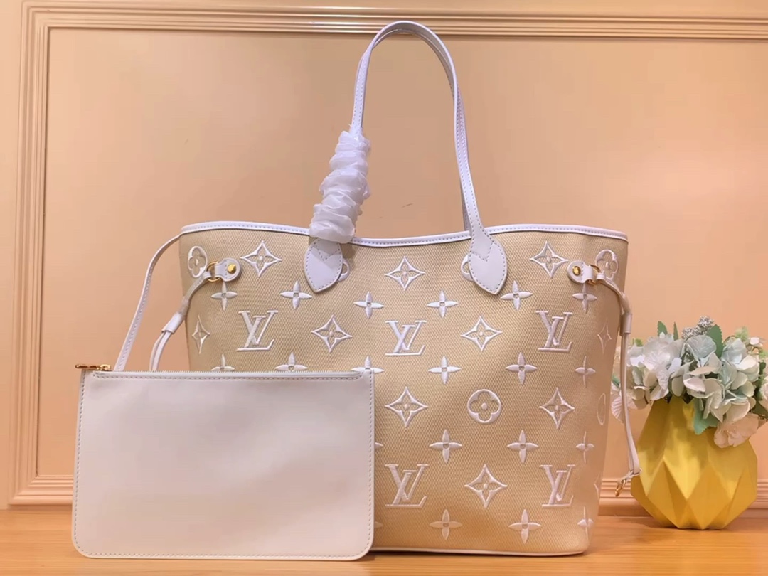 Buy First Copy Replica
 Louis Vuitton LV Neverfull Handbags Tote Bags Weave Cotton Raffia Summer Collection m22839