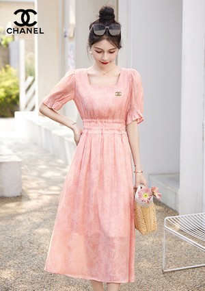Quality Replica Chanel Clothing Dresses Apricot Color Green Light Pink Cotton Polyester Summer Collection Fashion