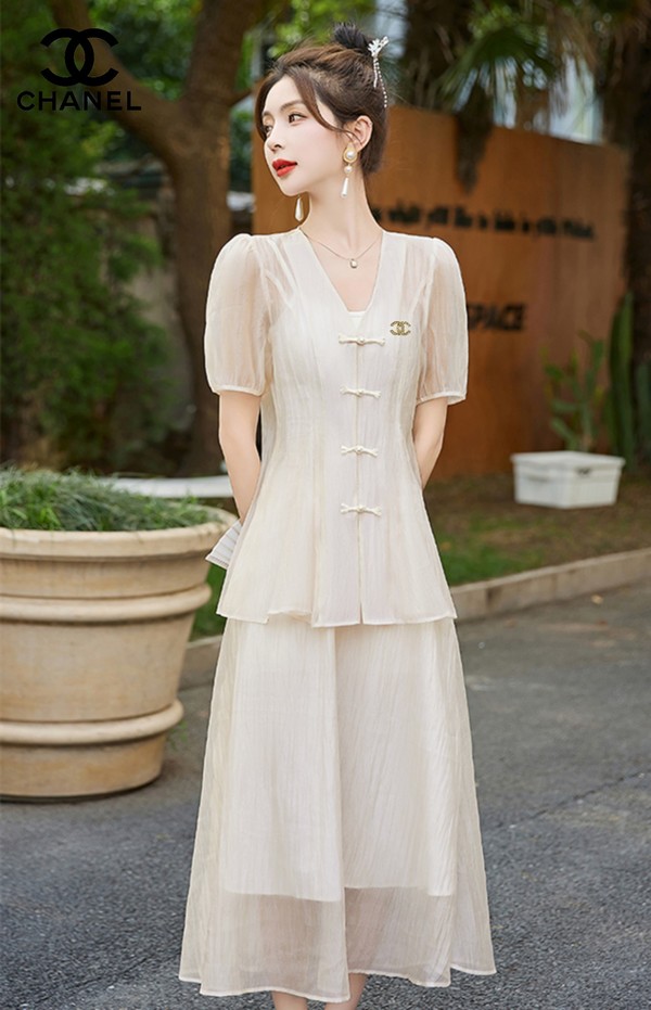 Chanel Clothing Shirts & Blouses Skirts Apricot Color Green Polyester Summer Collection Fashion