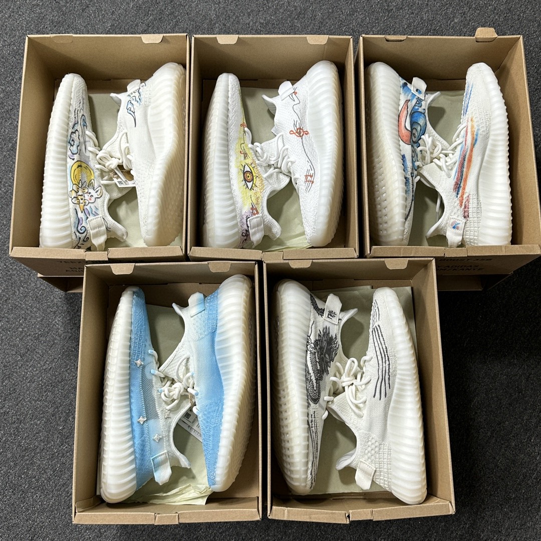 DIY定制涂鸦目前五色在售Yeezyboost350v2全白2.0涂鸦巴斯夫纯原大厂出品板型细节都是满配