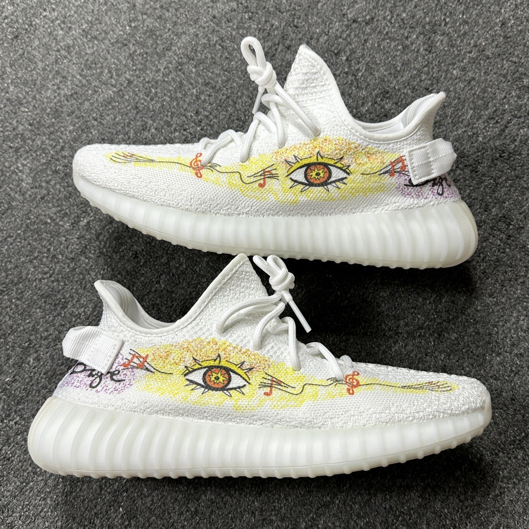 DIY定制涂鸦目前五色在售Yeezyboost350v2全白2.0涂鸦巴斯夫纯原大厂出品板型细节都是满配