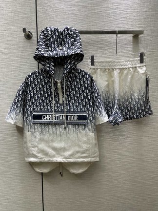 Dior Clothing Shorts T-Shirt Two Piece Outfits & Matching Sets White Spring/Summer Collection Hooded Top
